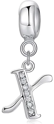Productafbeelding van Initiaal hanger, 925 sterling zilver, letters A-Z met zirkonia, geschikt voor Europese armbanden en kettingen, 4,5 mm gatgrootte