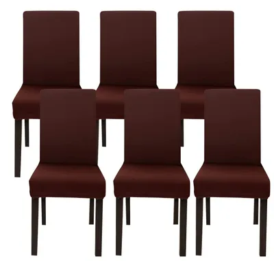 Produktbild von Set aus 6 Verstellbaren Stretch-Stuhlbezügen für Esszimmer in Einfarbig Kaffee