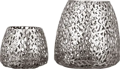 Produktbild von GILDE Windlicht, "Purley", Metall, silberfarben, VE 2, H. 20 cm, D. 20 cm