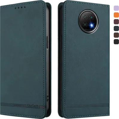 Produktbild von Hülle für Xiaomi Redmi Note 9T, Retro Kunstleder Ständer Klapphülle mit Kartenfächer und Magnetische Grün