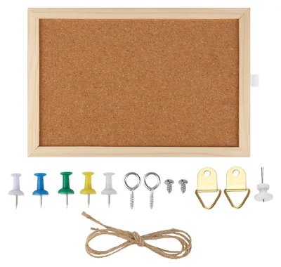 Productafbeelding van Korken prikbord met houten frame, natuurlijke kurk, 30x20cm