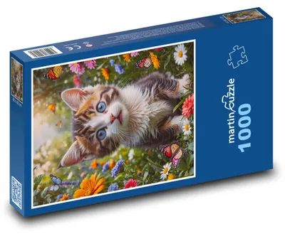 Zdjęcie produktu dla Puzzle 1000 Kociątko w Kwiatach - martinpuzzle