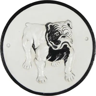 Image de Bouledogue sur plaque ovale en fonte - Décoration à suspendre