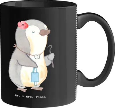 Produktbild von Mr. & Mrs. Panda Teetasse Kieferorthopädin Herz - Schwarz - Geschenk, Trinkbecher, Keramiktasse, Tasse, Kaffeepott, Becher, Kaffeetasse