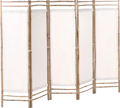 Obrázek produktu pro BELIANI 5panelový paraván bambusový světle hnědý 225 x 160 přírodní bambusová přepážka Japandi ložnice