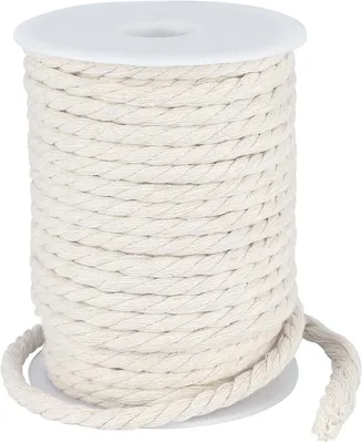 Productafbeelding van Macrame Touw 6 mm, 30 Meter, Natuurlijk Gedraaid Katoenen Touw, voor Creatieve Klussen