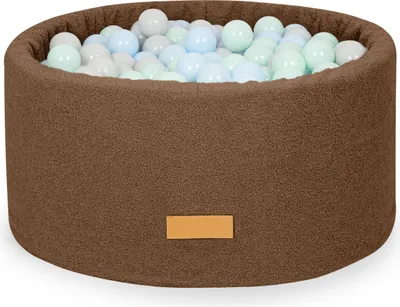 Produktbild von Flumi Bällebad Baby - Bällepool Kinder 90x40cm mit 200 Bällebad Bälle ∅ 7cm in EU hergestellt - braune + blaue Bälle