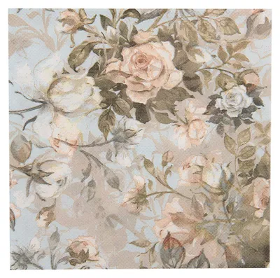 Immagine prodotto di Clayre & Eef Tovaglioli di carta Set di 20 33x33 cm Fiori di carta blu beige
