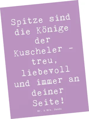 Produktbild von Mr. & Mrs. Panda Postkarte Spruch Spitz König - Lavendeltraum - Geschenk, an deiner Seite, Freundschaft, spruchkarte, Postkarten, Hingabe, Hunde, Hunderassen, Vielfalt