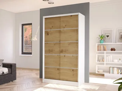 Obrázok produktu pre Úzka šatníková skriňa 100 cm VILMEA 2 - dub artisan / biela