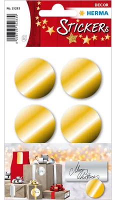 Produktbild von HERMA Weihnachts-Sticker rund 32 mm gold 3 Blatt à 6 Sticker