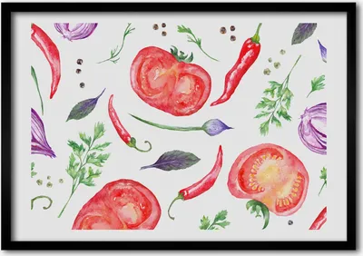 Produktbild von Bild - Bilderrahmen - 100 cm x 70 cm - MDF - Rahmen - Foto - Wandkunst Tomaten und Gewürze