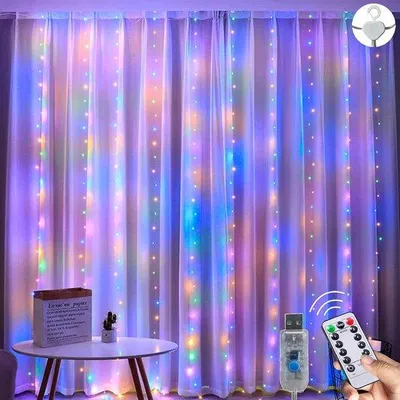 Obrázek produktu pro Světelná clona 3x3 m, LED, 300 LED diod, 8 režimů, IP65, vodotěsná, barevná