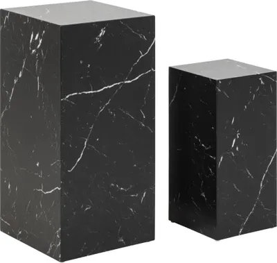 Produktbild von SalesFever Beistelltisch 2er Set | quadratisch | MDF mit Melaminfolie in Marmoroptik | B 25/35 x T 25/35 x H 50/70 cm | schwarz