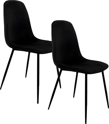 Produktbild von Lina® Napoli Esszimmerstuhl, komfortabler Sitz für Wohnzimmer und Esszimmer, Samtbezug - 2er Set - Schwarz