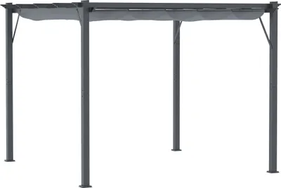 Produktbild von Outsunny Pergola Pavillon Terrassenüberdachung mit Schiebedach Garten Alu Kohlegrau+Dunkelgrau 3x3x2,23 m