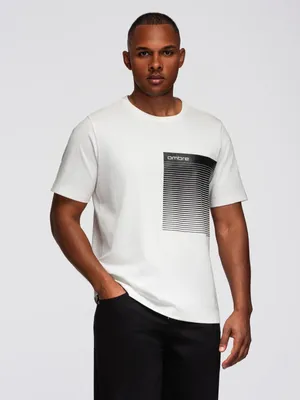Zdjęcie produktu dla Ombre bawełniany T-shirt z nadrukiem graficznym biały XL