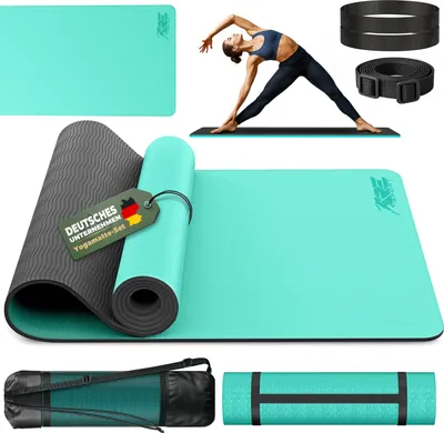Image de RE:SPORT Tapis de yoga turquoise Tapis de fitness Tapis de gymnastique Pilates Tapis de sport Tapis de sol PHTHALATE SANS PHTHALATE