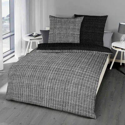 Produktbild von Traumschlaf Biber Bettwäsche Eternity Combo schwarz 200x200 cm + 2x 80x80 cm