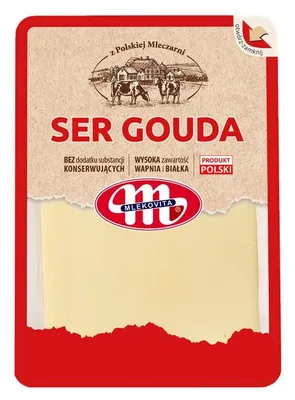 Zdjęcie produktu dla Mlekovita Ser Gouda dojrzewający plastry 500g