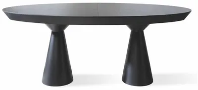 Image de Casa Padrino Luxe Table de salle à manger Art Déco Noir Mat 200-250 x 120 x H. 78 cm - Table de cuisine à rallonges en bois massif avec plateau ovale - Meubles de salle à manger - Meubles Art Déco - Meubles de luxe