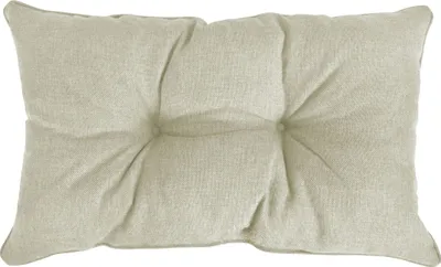 A single beige cushion is shown against a white background.
