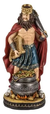 Dagda-Figur, Keltischer Gott, Harz, handbemalt, 20 cm