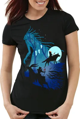 Produktbild von style3 Mononoke Vollmond Damen T-Shirt wolf prinzessin anime, Größe:M