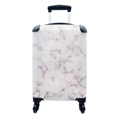 Produktbild von MuchoWow® Koffer Handgepäck Trolley Rollkoffer Kleine Reisekoffer mit 4 Rollen - Marmor - Glitzer - Rosa - Cabin Size < 55x40x23 cm & 55x40x20 cm - Fotokoffer - Kabinenkoffer - Boardgepäck - Reise-Box - Reisekoffer - Reisegepäck - Koffer mit Bild - Trolley für Kinder