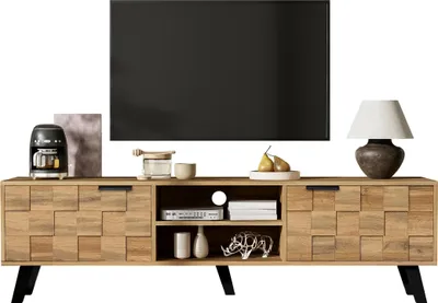 Produktbild von Moderner TV-Schrank mit 2 Türen und 2 offenen Fächern – 160,5 x 35,5 x 45 cm
