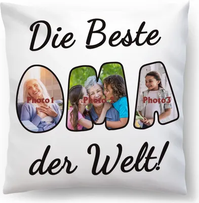 Obrázek produktu pro Personalizovaný FOTO DÁREK (45x45 cm), Fotopolštář s fotografií a textem, Omatag, Valentýn (s výplní), Nejlepší babička [091]