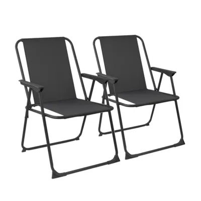 Produktbild von Harbor Haushalt Folding Metall Beach Garden Camping Sessel - Schwarz - 2er Pack