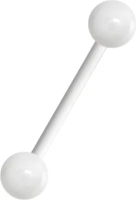 Produktbild von Karisma Bioplast Zungenpiercing Hantel Piercing in Weiss mit 2 Edelstahl Kugeln 5mm Weiss Emailliert - F-EBRB.WH-WH 1,6mm