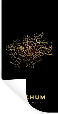 Produktbild von MuchoWow® Wandtattoo Wandsticker Wandaufkleber Gold - Bochum - Karte - Stadtplan 20x40 cm Selbstklebend und Repositionierbar - Selbstklebend - Fototapeten