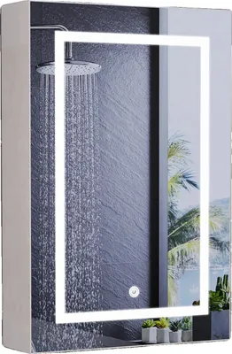 Immagine prodotto di Armadio a specchio da bagno, illuminazione a LED, ripiani regolabili, bianco