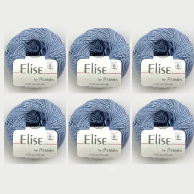 Immagine prodotto di 6x Elise by Permin – Filato in cotone e cashmere (25 g/115 m) (22 blu)