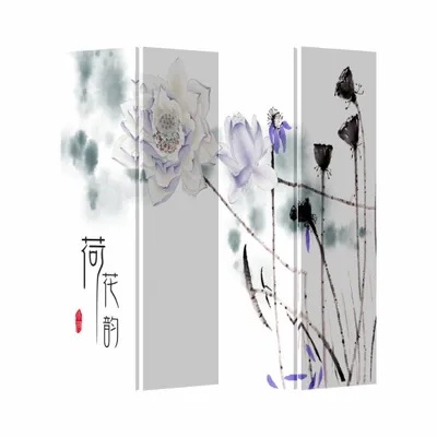 Produktbild von Fine Asianliving Paravent Raumteiler Spanische Wand Trennwand Room Divider Raumtrenner Sichtschutz Japanisch Orientalisch Chinesisch L160xH180cm Bedruckte Canvas Doppelseitig Asiatisch