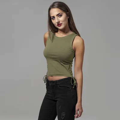 Immagine prodotto di Urban Classics - Top donna in pizzo con cappuccio oliva - XL