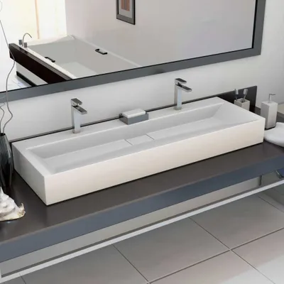 Produktbild von vidaXL Umývadlo 120 x 46 x 11 cm Minerálne liate/mramorové liate biele