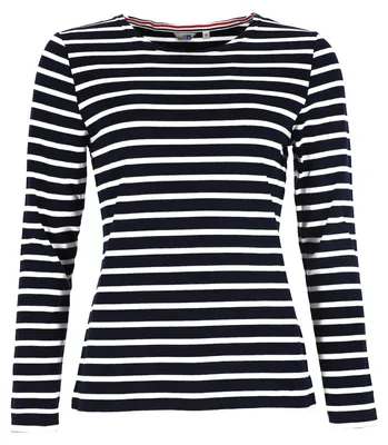 Produktbild von modAS Damen Shirt Streifenshirt 1/1-Arm - Ringelshirt Langarmshirt Damen Gestreift - Longsleeve Shirt mit Streifen aus Baumwolle in Blau/Weiß Größe 44