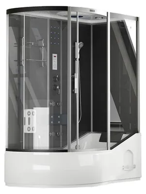 Produktbild von HOME DELUXE - Duschtempel ALL IN 2in1 - Schwarz, 170 x 90 x 220 cm Links - Regendusche und Fußmassage I Duschtempel Whirlpool Fertigdusche