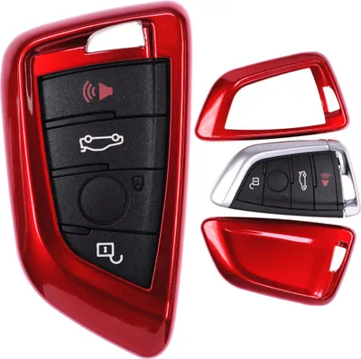 Produktbild von Auto Schlüssel Kunststoff Hülle ABS Plastik Schutz Cover Rot kompatibel mit BMW X5 F15 X6 F16 2er F45 F46 X1 F48 KEYLESS SMARTKEY