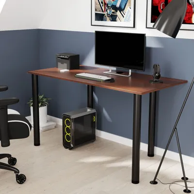 Produktbild von AKKE Walnuss Schreibtisch mit schwarze beine LxBxH: 110x65x74 cm