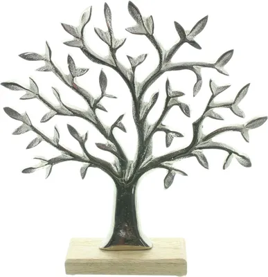 Produktbild von Baum Silber Aluminium & Mango Holz 31cm – Skulptur