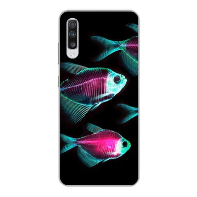 Produktbild von MuchoWow® Handyhülle Schutzhülle Hülle für Samsung Galaxy A70 Fisch - Lila - Blau Silikon Softcase Handy Hülle - Schutzhaube
