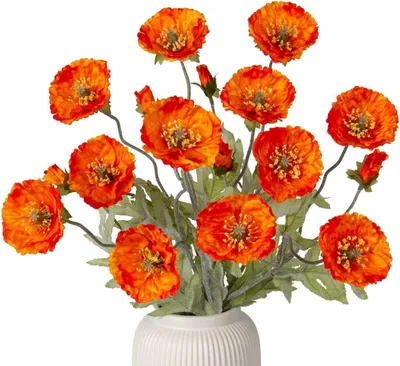 Produktbild von 3er Set Künstliche Mohnblume Kunstblumen 70cm Orange 3PCS