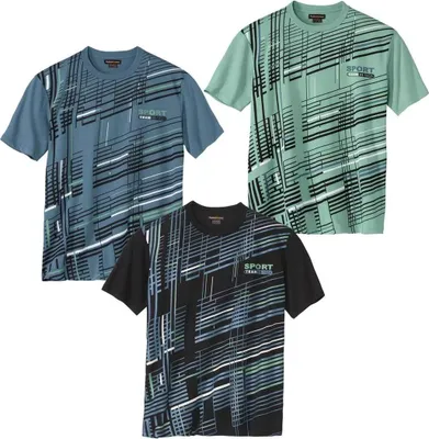 Image de Atlas For Men - T-shirt pour homme (lot de 3) AF2017 (XXL) (noir/bleu/vert)