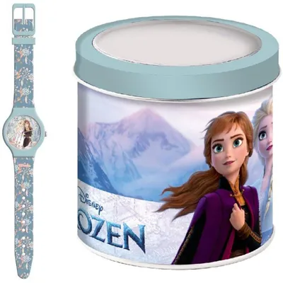 Zdjęcie produktu dla Zegarek analogowy Frozen z metalową puszką dla dzieci
