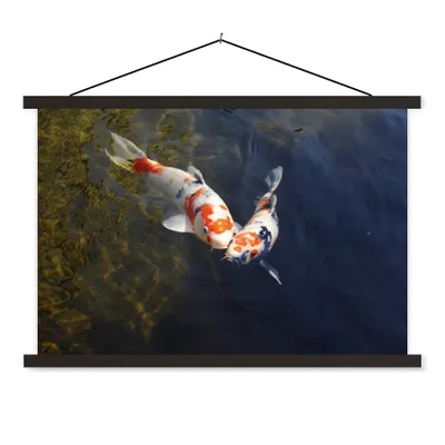 Produktbild von MuchoWow® Textilposter Zwei Koi-Karpfen im Wasser 120x80 cm mit schwarzem Rahmen - Wanddeko