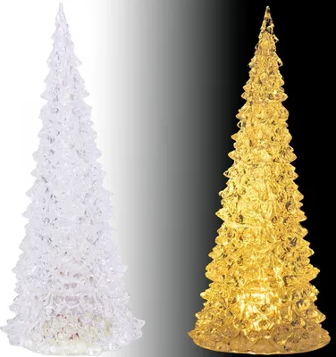 Image de Sapin de Noël décoratif transparent à LED 27 cm - Éclairage blanc chaud